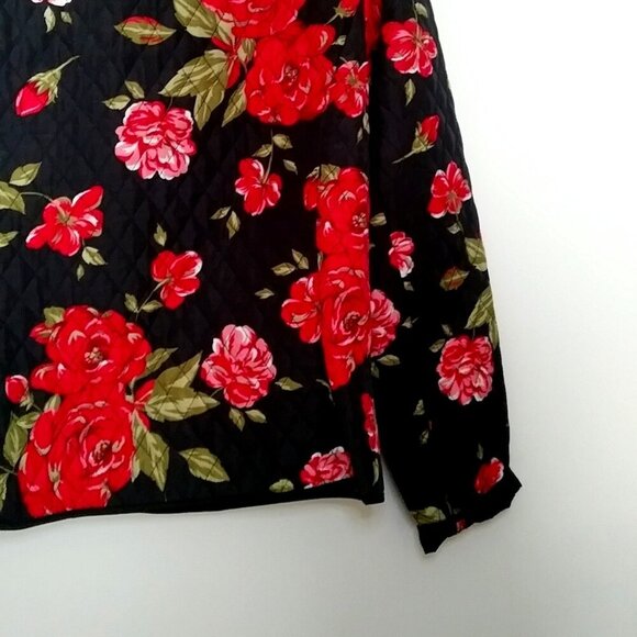 🌹 Kim Rogers Quilted Jacket – Petite M – Black Rose Floral - Picture 9 of 13